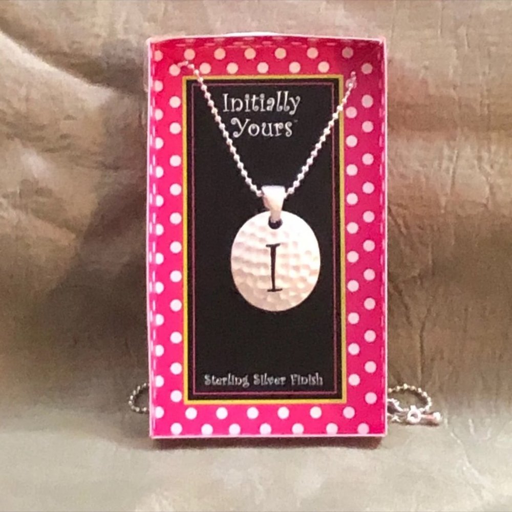Initial letter I silver plated necklace